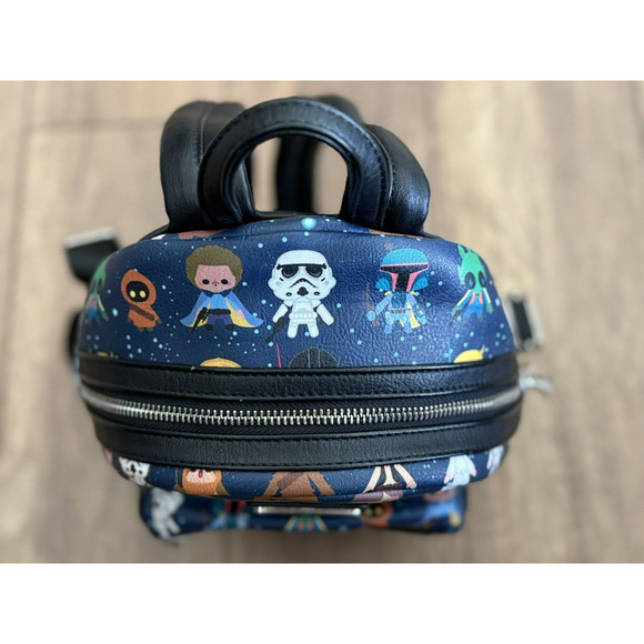 Disney Parks Loungefly Star Wars Chibi Character Print Mini Backpack‎ Purse EUC - Picture 14 of 16